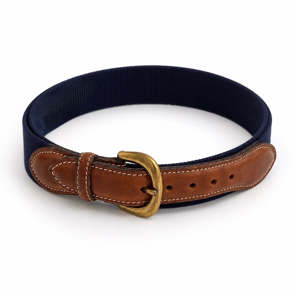 Trafalgar Womens Canvas Leather Belt Brass Buckle Dark Purple Size 34